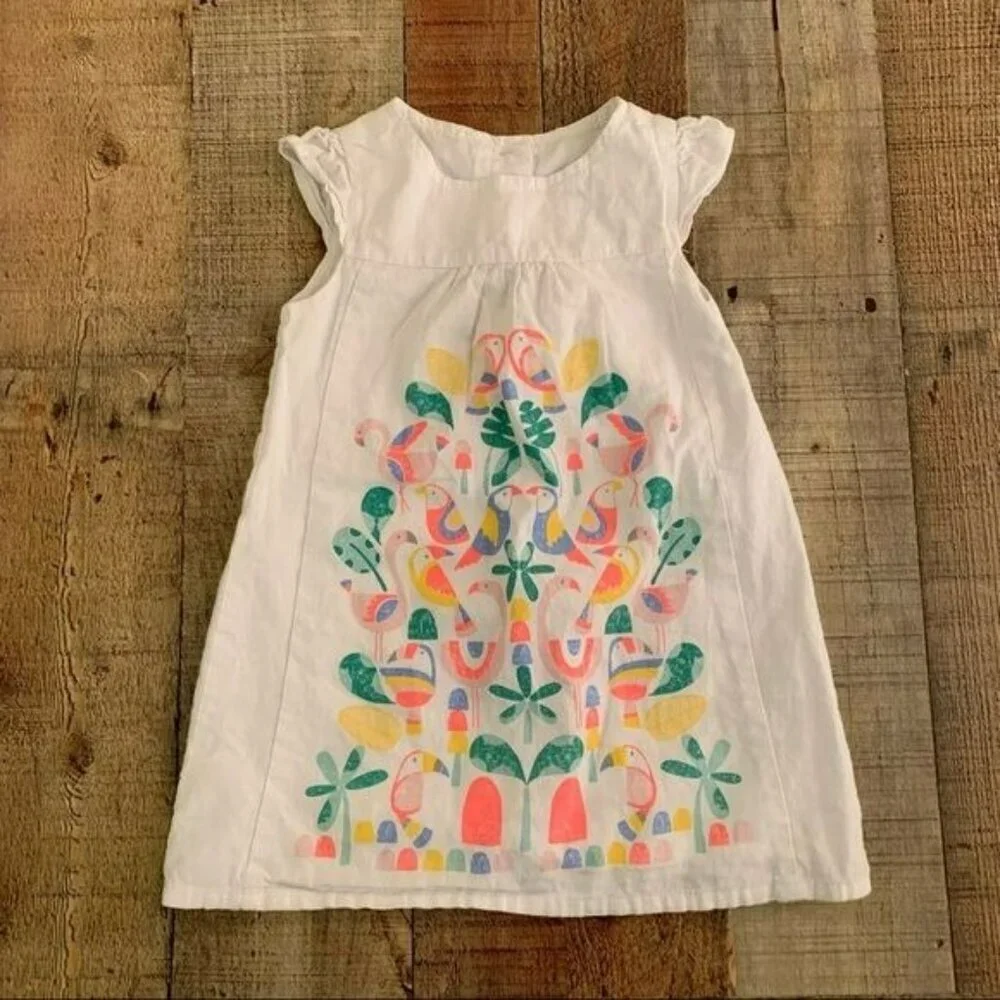 Gymboree girls size 18-24M toddler dress neon birds florals and leaves